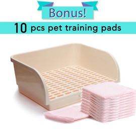 CalPalmy X-Large Rabbit Litter Box with 10PCS Bonus Pads, Drawer, Corner Toilet Box 17.3" x 13" and Bigger Pet Pan for Adult Guinea Pigs, Chinchilla, Ferret, Galesaur, Small Animals