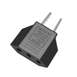 Strhowill (10Pcs) EU to US Travel Power Plug Adapter Converter,USA Plug to EU Socket,USA 3 pins to European 2 Holes Adapter,Circular Hole to 2 pin Conversion Plug (Black)
