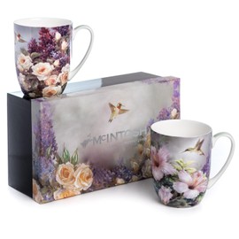 McIntosh Lena Liu Hummingbirds Set of 2 Fine Bone China 13 oz Mugs in Matching Gift Box
