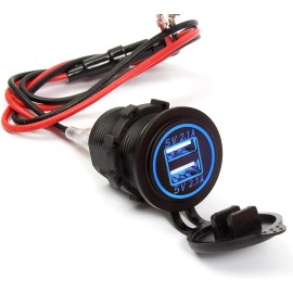 Ginsco Dual Usb Car Charger Adapter 12V 4.2A With Inline Fuses For Vehicles