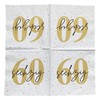 20 Napkins for 60th Birthday 33 x 33 cm White