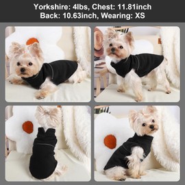 Fleece Vest Dog Sweater Winter Pet Clothes for Small Dogs Boy or Girl Warm Pullover Fleece Puppy Sweater Soft Stretchy Warm Vest Pet Jacket (Black, XS)