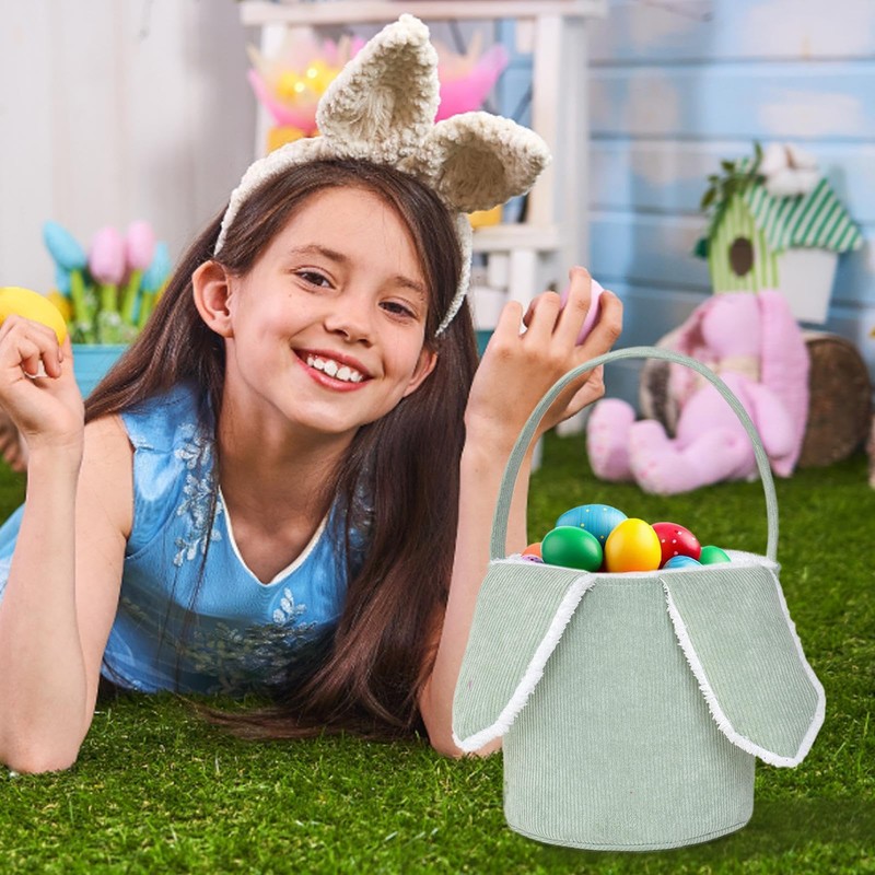 Long Ear Easter Buckets - Bunny Plush Egg Hunt Basket