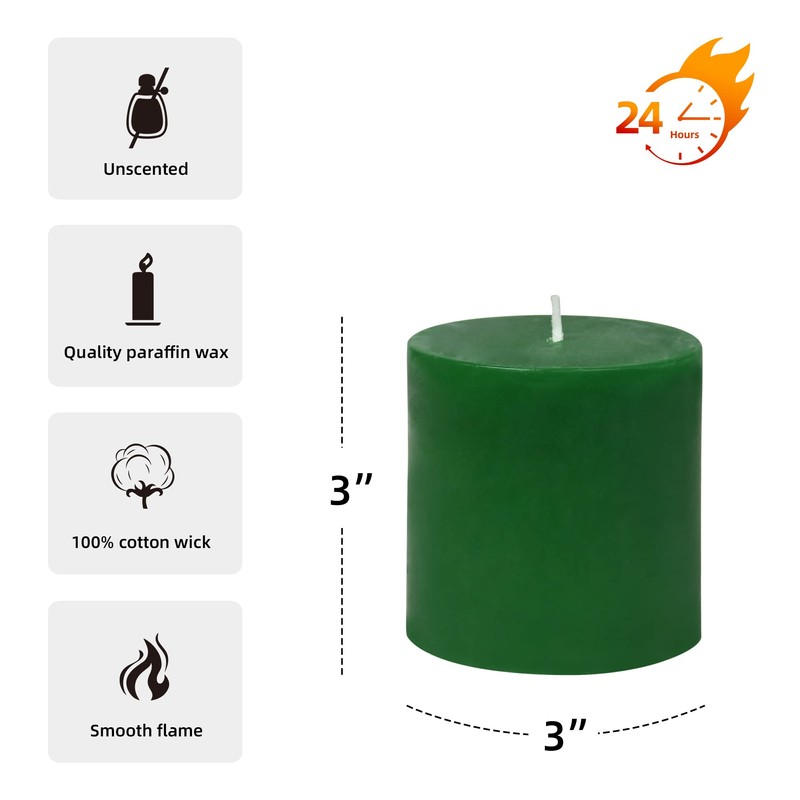 3 Inch Hunter Green Pillar Candle