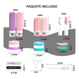 18 Unidades Botellas De Viaje Para Artículos De Tocador Rosa