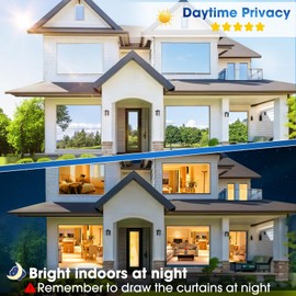 Coavas Coavas One Way Privacy Window Film,Reflective Home Glass Mirror Tint See Out Not in,Heat UV Blocking Static Cling for Office Front Door Daytime Privacy Covering, Black-Silver,17.5x78.7 in