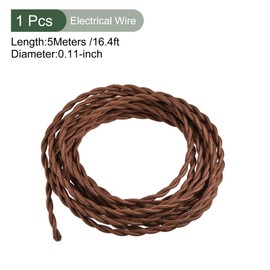 YOKIVE Twisted Cloth Covered Wire, Vintage Cloth Covered Wire DIY Fabric Lamp Cord, Insulation and Durable Use, Great for Home, Restaurants (Light Brown, 5M)