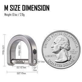 KeyUnity KA17 Titanium D Ring Key Shackle, U Shape Key Ring Horseshoe Clasp for Car Fob, DIY Leather Key Organizer Keychain (Sandblasted, M)