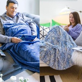 PediPocket Ultimate Cozy Comfort Bundle Foot Pocket Blankets in Light Marvelous Midnight & Perfect Paisley