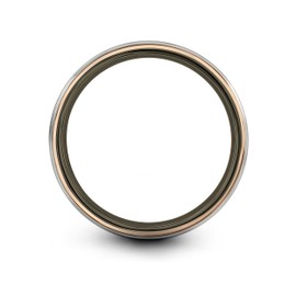 Midnight Rose Collection Tungsten Wedding Band Ring 6mm for Men Women 18k Rose Gold Grey Plated Flat Cut Gunmetal Brushed Polished Size 11.5