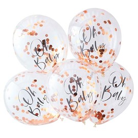 Ginger Ray Baby Shower Confetti Balloons, Rose Gold (Pack of 5)