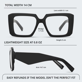 miyya Blue Light Blocking Glasses for Women Fake Glasses Women Oversized Fashion Anti UV Ray-Spring Hinge Glasses