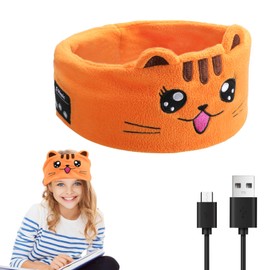 UOEPOWA Kids Headband Headphones Wireless, Over The Ear Headband Headphones, Toddler Headphones with Super Soft Headband & Thin Speakers (8.66inches, Cat)