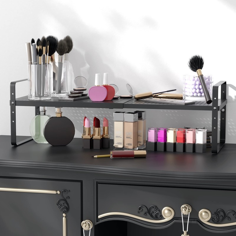 Expandable Cabinet Shelf Organizer Adjustable Metal Spice Rack Stackable Freestanding