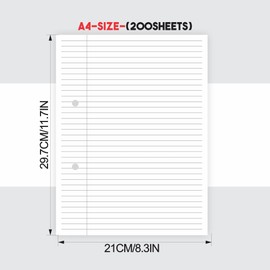 A4 Lined Paper Refill Pad Refillable Writing Pads With Ballpoint Hole Punched Notebook 200 Pages 58gsm Wide Ruled Lines Paper Margins Notepad School College University Office Stationery Supply (2Pack)