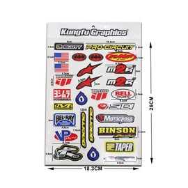 Kungfu Graphics Micro Sponsor Logo Racing Sticker Sheet Universal (7.2x 10.2 inch), White