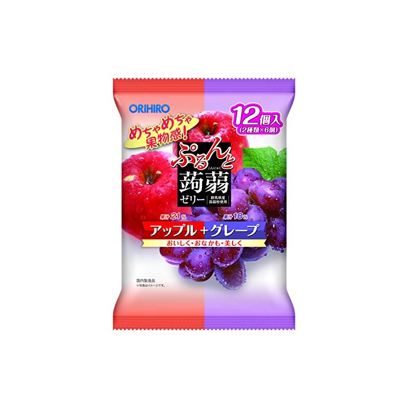 Orihiro Plandu Purunto Konnyaku Jelly Pouch, Apple + Grape, 0.7