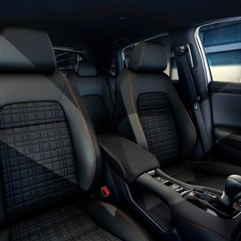 YOFAMO for Honda HRV/HR-V Accessories 2023 2024 Car Armrest Cover Waterproof Center Console Pad Scratch Resistance Box Cover Leather Protector Pad(Black+White Stitches)