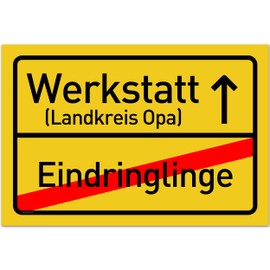 Workshop Sign as a Gift for Dad or Grandpa for Christmas - Gift Ideas for Dad and Grandpa for Father's Day or Birthday - 30 x 20 cm Plastic Place Sign