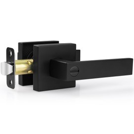 Estmoon 1 Pack Door Handles Black Interior Door Knobs, Keyless Privacy Door Lock, Heavy Duty Zinc Alloy, 2.07 lb Door Lever Set for Bedroom Bathroom