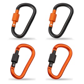 4Pcs D-Ring Locking Carabiner Aluminum D Shape Keychain Clips Durable Locking Carabiner Clip Hook Camping D-Ring Locking Screw for Outdoor