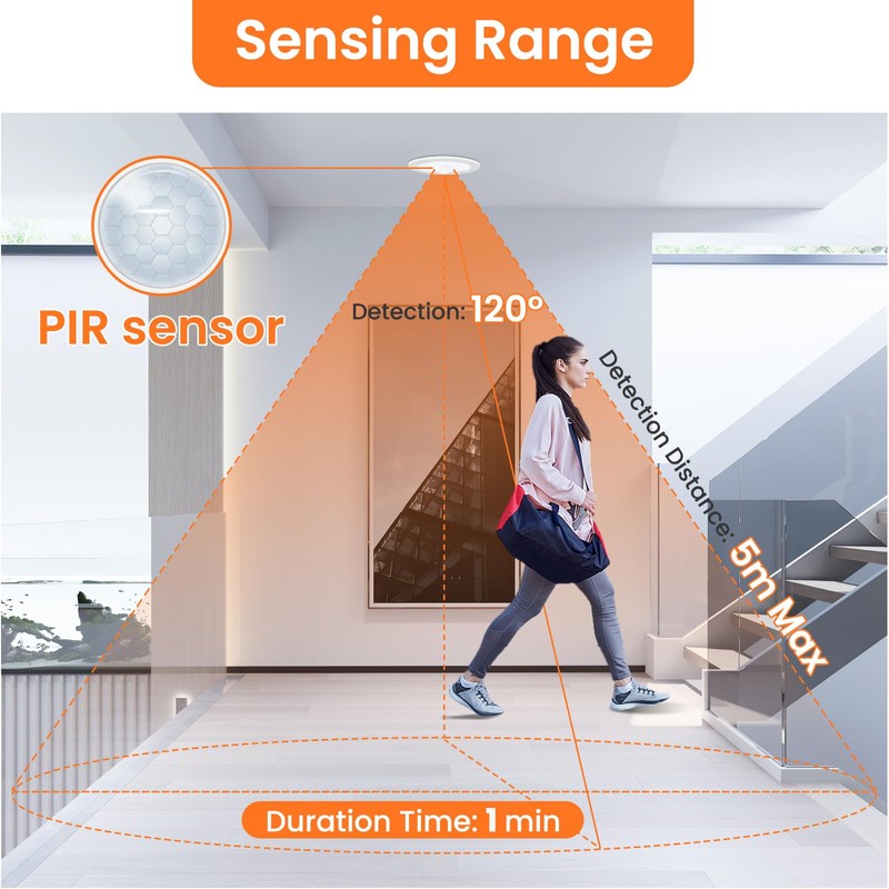 ALUSSO 12W LED Motion Sensor Downlight,3CCT 3000K 4000K 6500K 90-100mm