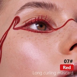 BINGBRUSH Colored Mascara for Eyelashes, Voluminous Colorful Mascara, Pink Purple Blue Green Red-Lengthening, Defining, Curling, Multiplying Formula (#07-Red, 1 Count (Pack of 1))