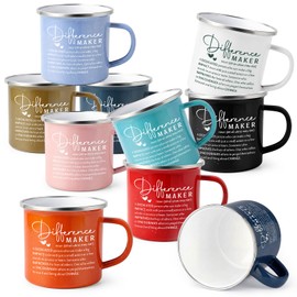 Norme 10 Pcs Difference Maker Gift Inspirational Mugs Bulk Employee Appreciation Gifts 12 oz Enamel Coffee Cups Thank You Gifts for Housekeeper Vet Tech Nurse Teacher Coworker Team Office Staff