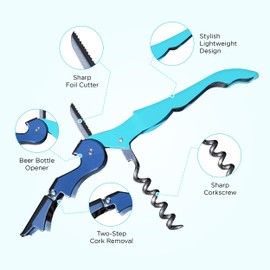 Shakey Wine Key! - Professional Waiter's Corkscrew Wine Bottle Opener with Foil Cutter (2-Pack)