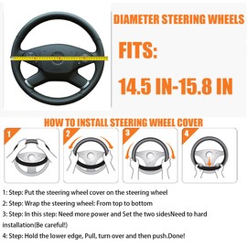 Bittwee Car Steering Wheel Cover, 14.5 to 15 Inch Warm Anti-Slip Fluffy Furry Automotive Steering Wheel Protector for Man Woman Girls, Vehicle Interior Decoration Fit Cars, SUVs, Trucks（Gray）