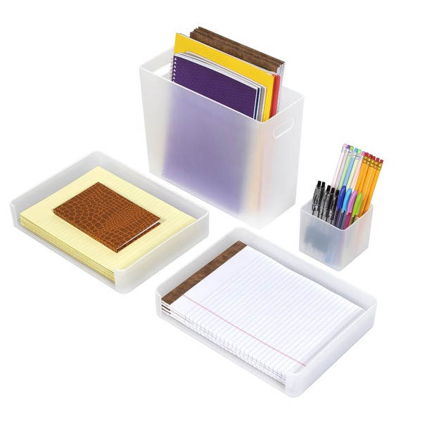 Sorbus 4 Pc Transparent Plastic Desk Organizer, Stackable File Storage
