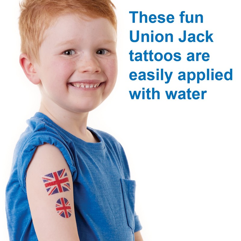 Baker Ross PJ153 Temporary Kids Union Jack Tattoos - Pack