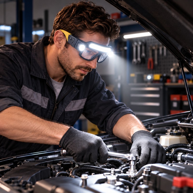 Rechargeable LED Light Glasses for Hands-Free Work – Motion Sensor,