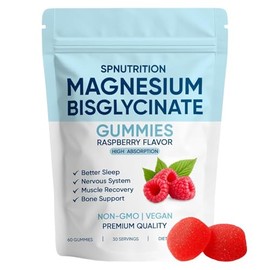 Magnesium Bisglycinate Gummies, with 400mg Magnesium Bisglycinate, Sea Salt & Real Raspberry, for Relaxation, Sleep Support & Relax Muscles, 60 Count