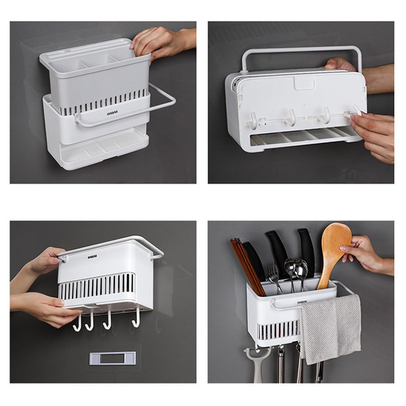 Hosoncovy Utensil Wall Holder and Countertop Cutlery Drainer - Tableware