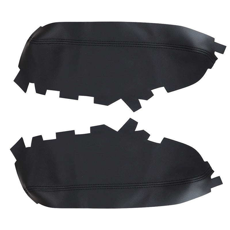 NLQR 2Pcs Front Door Panels Armrest Cover Leather Black Compatible