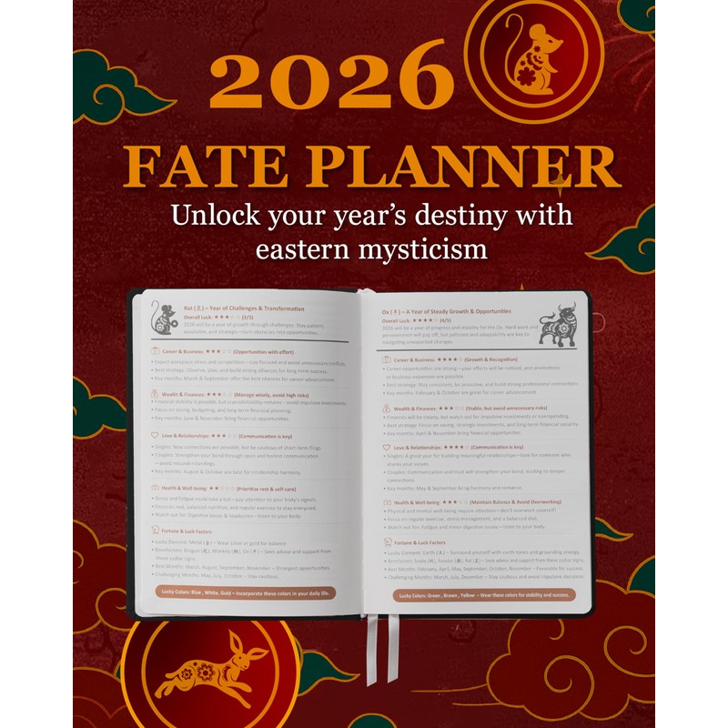 2026 Life Planner with Removable Folder and Elastic Bookmark, Daily