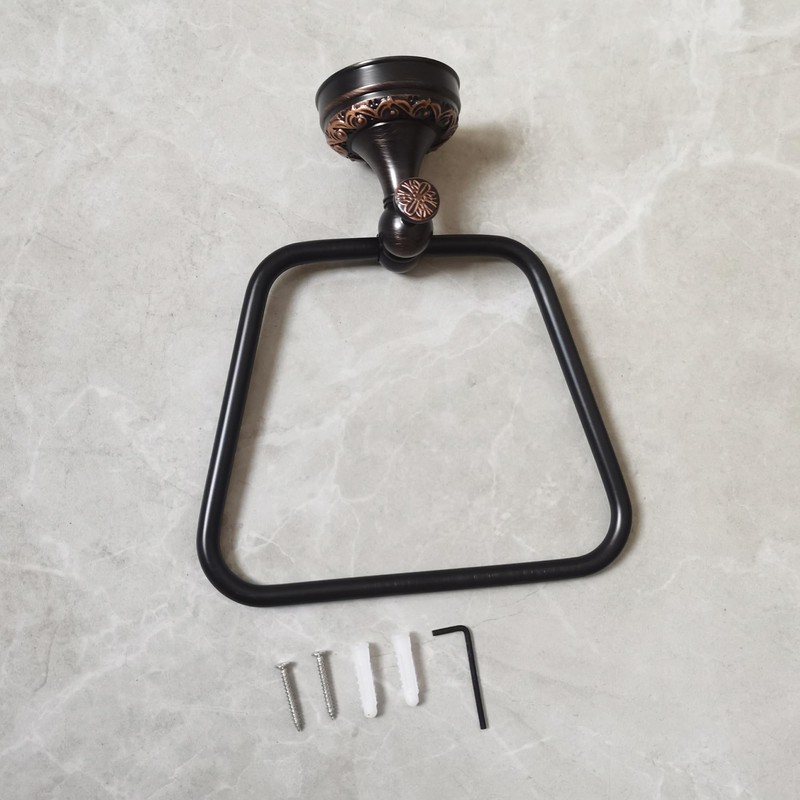 Oil Rubble Bronze Brass Bath Trapezoidal Towel Ring Towel Holder,