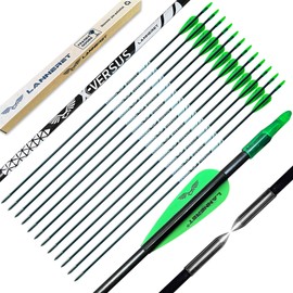 Lanneret Archery Practice Target Arrows for Kids Youth or Beginners, 26inch Fiberglass Arrows on Recurve Bow (Pack of 12) Green