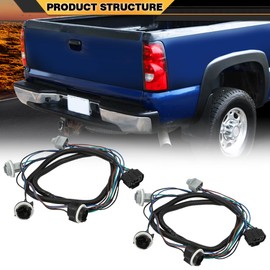 CNNELL Tail Light Assembly Rear Lights Harness Pair LH & RH Compatible with Chevy Silverado 1500 2500 HD 3500 Hybrid