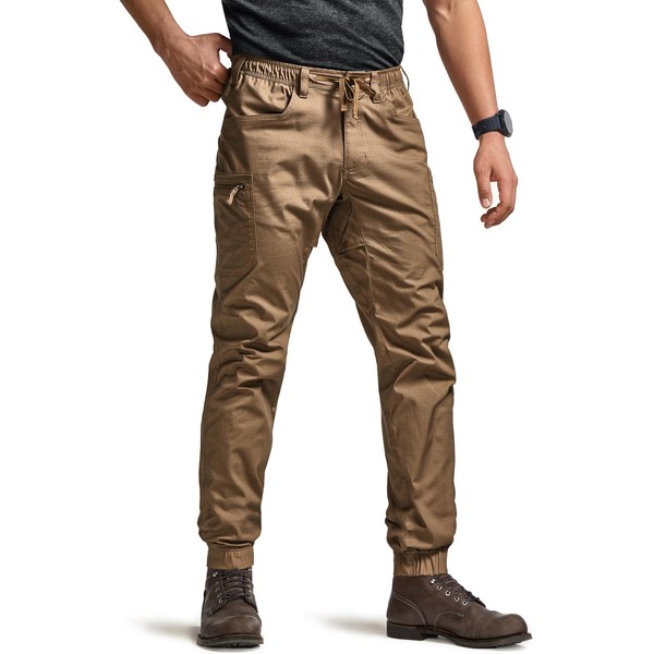 CQR Men's Flex Lightweight Joggers, Elastic Waist Drawstring Casual Pants,