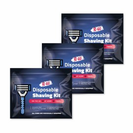 On-the-Go Shaving Kit – Disposable Razor, Shaving Cream, Washcloth & Aftershave Wipe – Travel Friendly, Grooming Essentials for Hygiene when on the Go - Black (3)