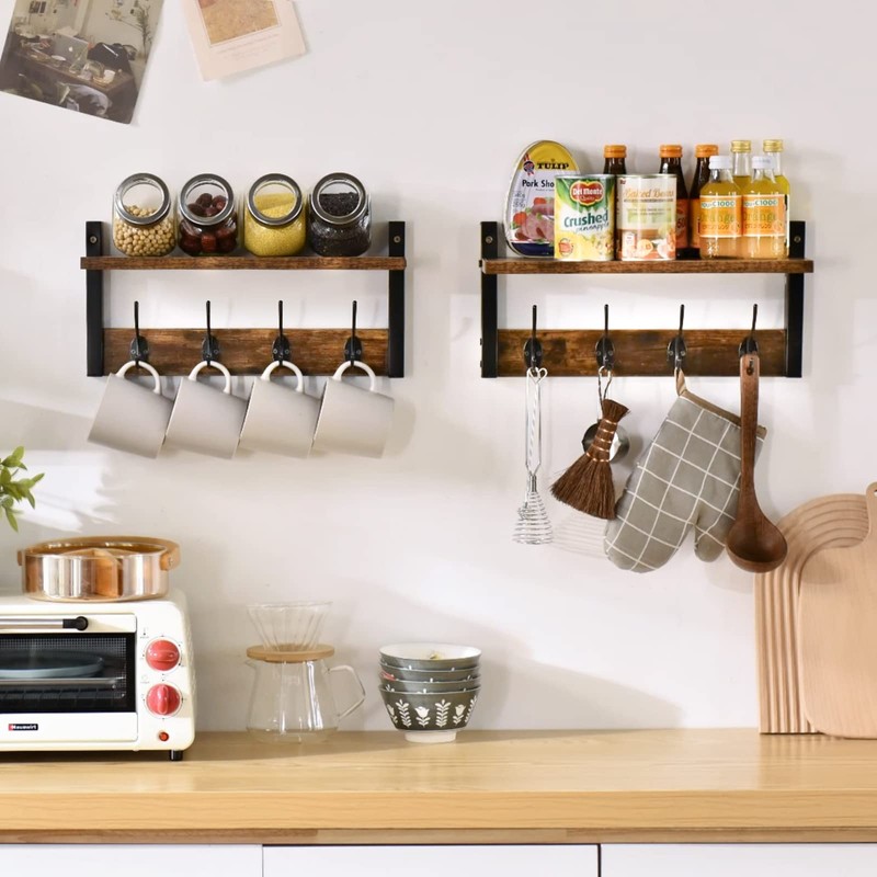 YMYNY Coat Rack Shelf Wall Mounted, Coat Hooks Set of