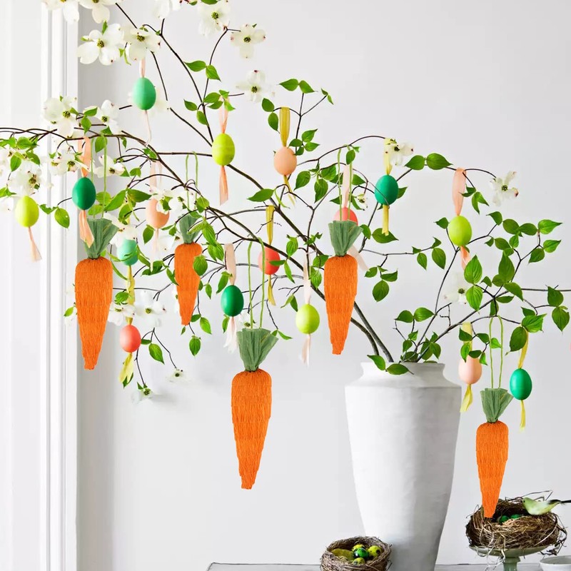 8 x Easter Carrots (8cm) Orange Mini Carrots Hanging Pendant