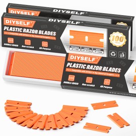 DIYSELF 300 Pack Plastic Razor Blades - Blade Replacement for Plastic Razor Blade Scraper - Plastic Blades for Floors, Glass, Metal - Stains and Adhesives Romovel