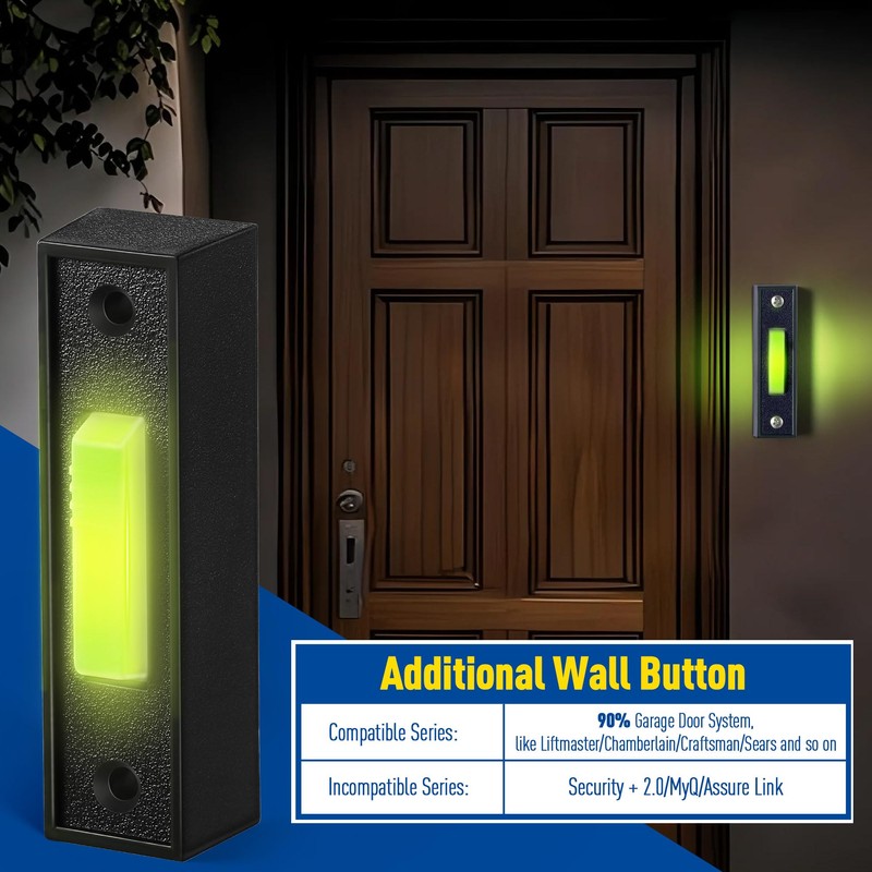 Lighted Doorbell Button, Garage Door Opener Switch with LED Light,