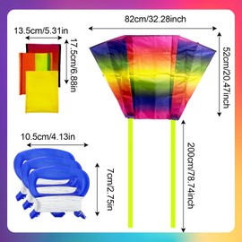 TSHAOUN Pack of 3 Children's Kites, Portable Rainbow Kite with Long Colourful Tails, Single Line Kite for Beginners, Stunt Kite Beginners Flight Kite for Games and Outdoor Activities (3 Pieces)