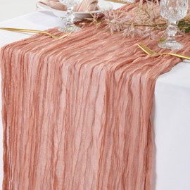 DOLOPL 10 Pack Boho Table Runner Dusty Blush Cheesecloth Table Runner for Boho Decorations 10ft Gauze Baby Shower Table Runner for Bridal Shower Decorations