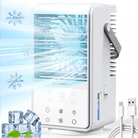 ZUKBEN Portable Air Conditioners, 90° Oscillation Mini Air Conditioner With 3 Speeds 2 Mist, 1000ml Evaporative Air Cooler Fan With 9 Timer 7 Colors, Portable Air Cooler for Room Office Camping