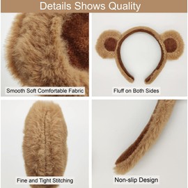 2 Pack Bear Ears, Bear Ears Headband Adult Women's Headbands Face Wash Headband Bear Costume Decoration Suitable for Cosplay